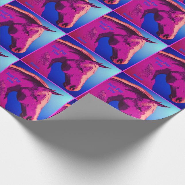 Horse Head In Pink Personalized Wrapping Paper (Corner)