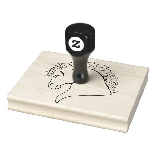 Horse Head Line Art Big 4 x 5 Rubber Stamp