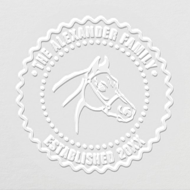 Horse Head Line Art FF Family Name Date Estd Embosser (Design)
