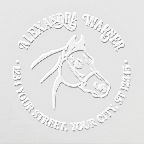 Horse Head Line Art Name Return Address  Embosser