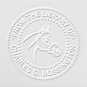 Horse Head Line Art NF Library Book Name Embosser