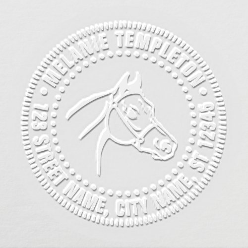 Horse Head Line Art NF Name Return Address Embosser