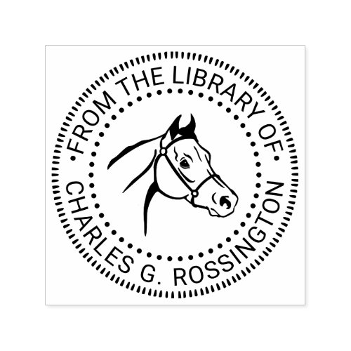 Horse Head Line Art NF Name Return Address Self_inking Stamp