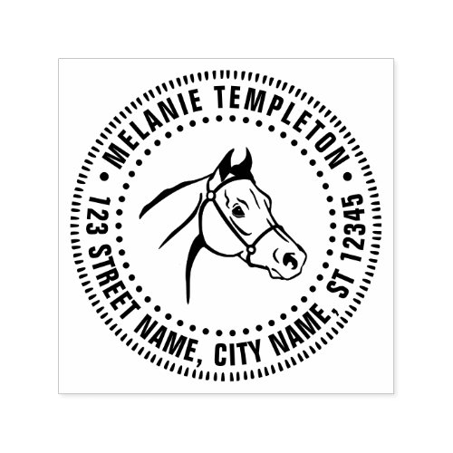 Horse Head Line Art NF Name Return Address Self_inking Stamp