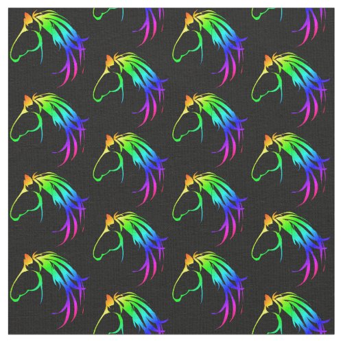 Horse Head Logo Rainbow colors Custom Background Fabric