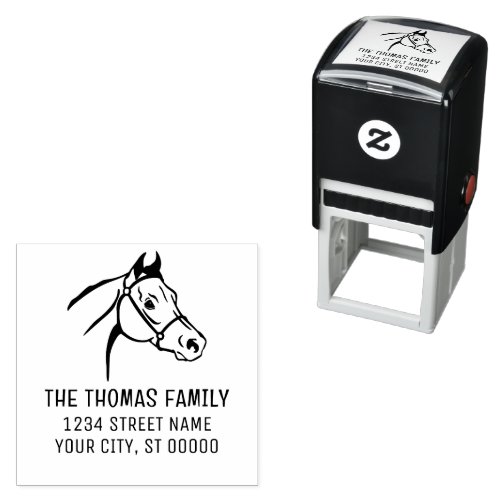 Horse Head Name Return Address Self_inking Stamp