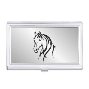 Horse Head on Silver Business Card Holder