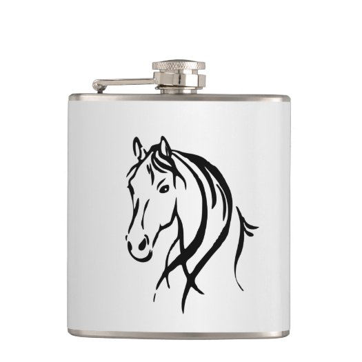 Horse Head on Silver Flask