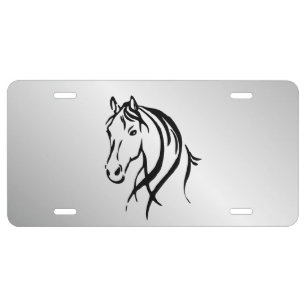Horse Head on Silver License Plate