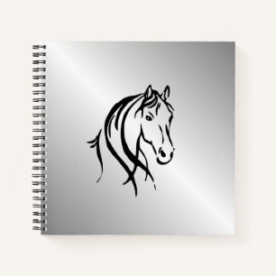 Horse Head on Silver Notebook