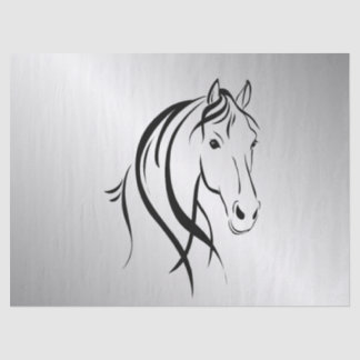 Horse Head on Silver Tissue Paper