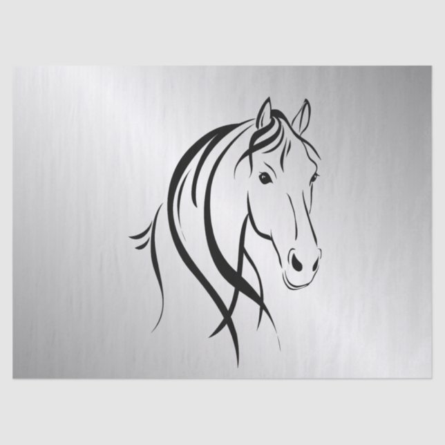 Horse Head on Silver Tissue Paper (Front)