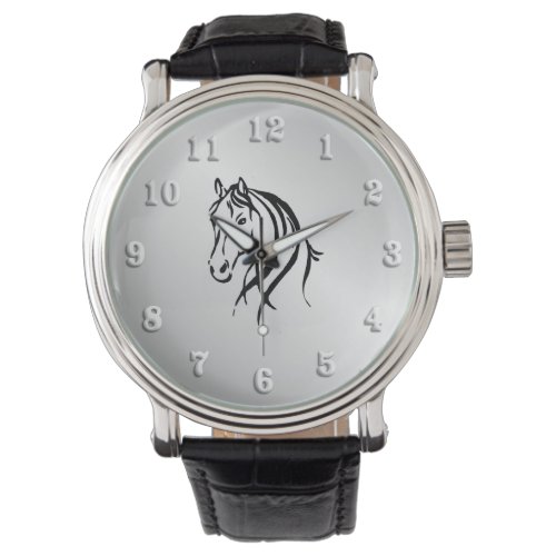 Horse Head on Silver Watch