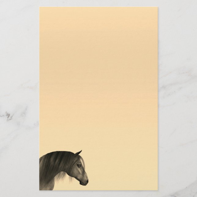 Horse Head Pastel Stationery Paper (Front)