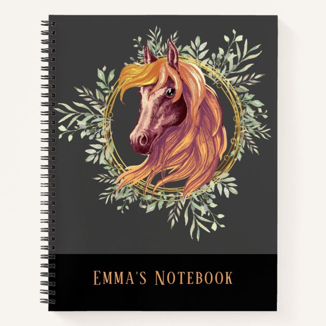 Horse Head Personalized Spiral Notebook (Front)