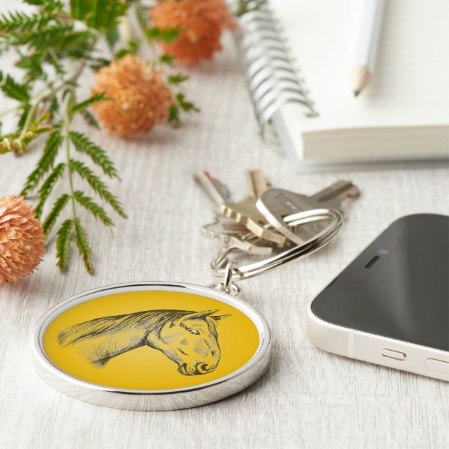 Horse Head Portrait Keychain (Side)