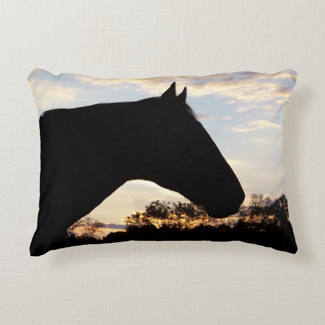 Horse Head Silhouette CS Accent Pillow 16" x 12" (Front)