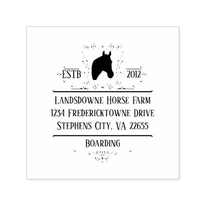 Horse Head Silhouette Scrolls Return Address | Self-inking Stamp