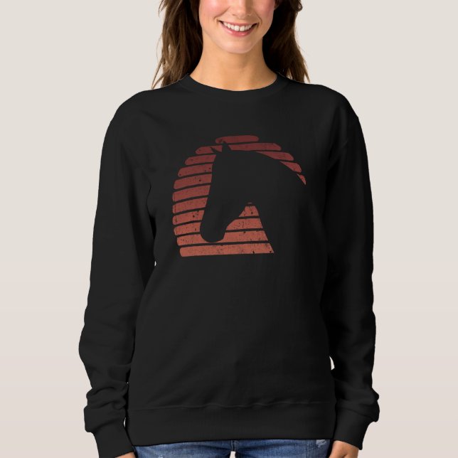 Horse Head Sunset Silhouette Girls Horse Sweatshirt (Front)