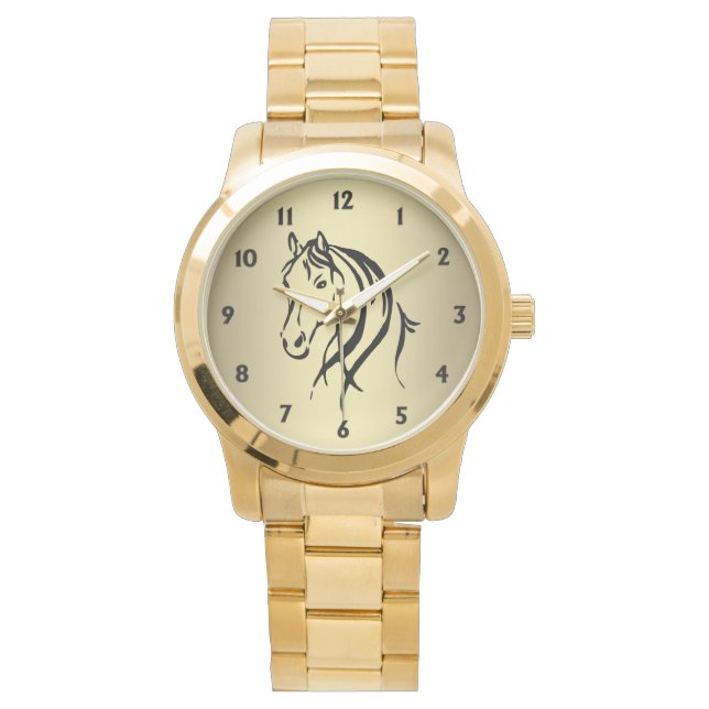 Horse Head with Black Numbers Watch (Front)
