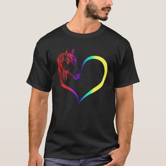 Horse head with Heart for Horse Riders and Equestr T-Shirt (Front)