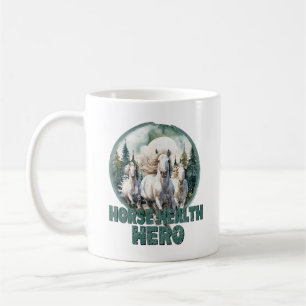 Horse Health Hero, Vintage Equestrian White Horses Coffee Mug