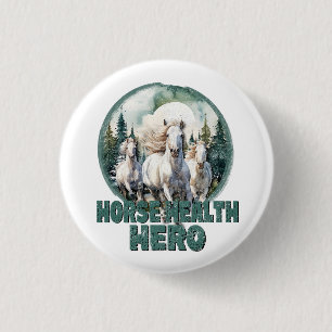 Horse Health Hero, Vintage Equine Retro Vet Button