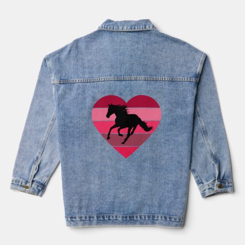Horse Heart Horseback Equestrian Riding Teen Girls Denim Jacket