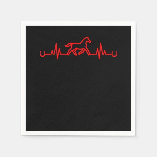 Horse Heartbeat Horseshoe Stable Equestrian Gift Napkins (Front)