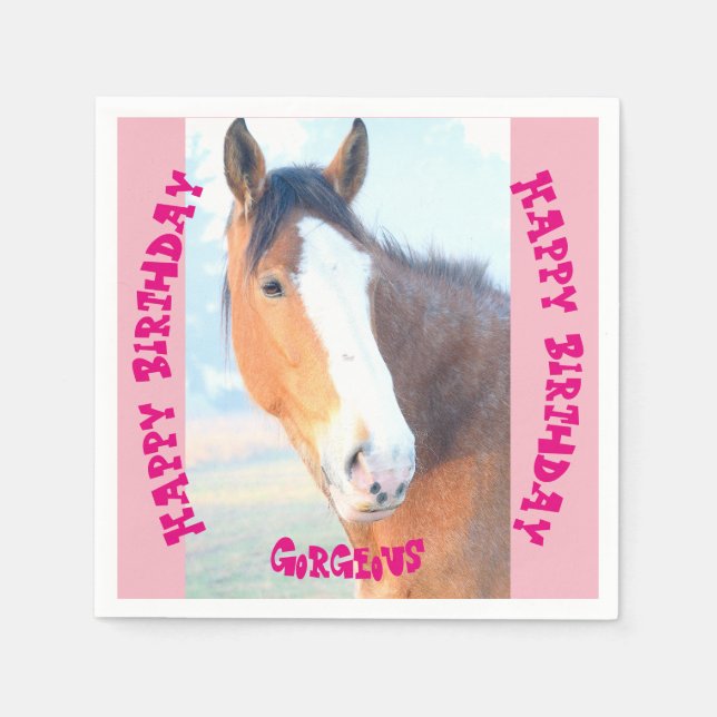 Horse Hello Gorgeous Birthday Cards Napkins (Front)