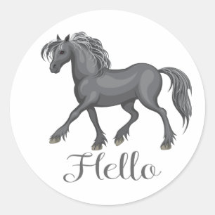 Horse Hello Horses Pony Ponies Equestrian Smiles Classic Round Sticker