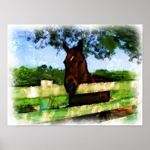 Horse Hello Watercolor Poster