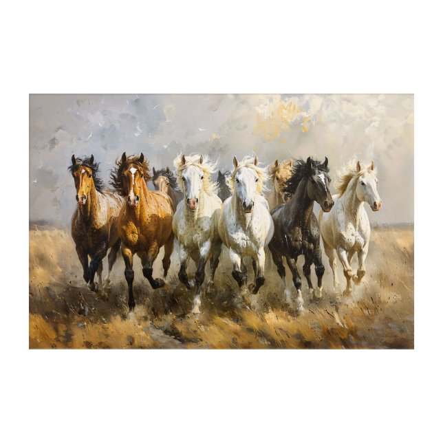 Horse Herd Galloping Mustang Painting Acrylic Print (Front)