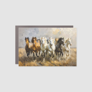 Horse Herd Galloping Mustang Painting Car Magnet