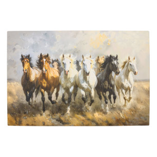 Horse Herd Galloping Mustang Painting Metal Print