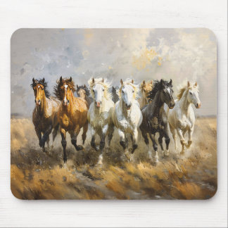 Horse Herd Galloping Mustang Painting Mouse Pad