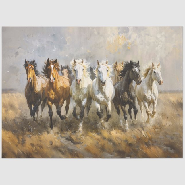 Horse Herd Galloping Painting Decoupage Tissue Paper (Front)