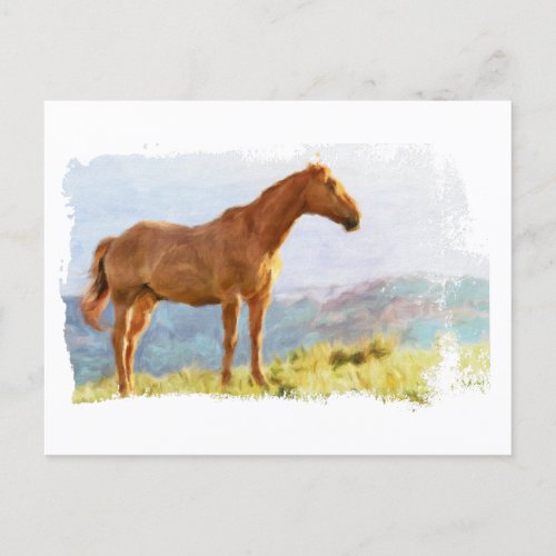  Horse _ Hill Mountains AR22 Equine Watercolor Postcard