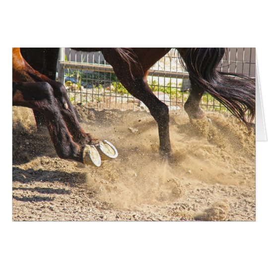 Horse hooves trampling the dirt. card