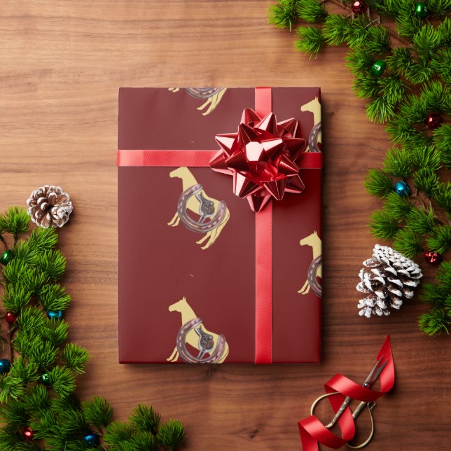 horse, horse shoe saddle wrapping paper (Holiday Gift)