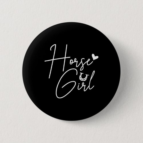 Horse Horseback Riding Girl  Button