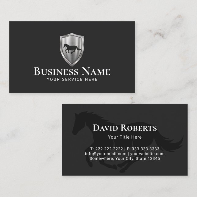 Horse Horseback Riding Pony Club Modern Equine Business Card (Front/Back)