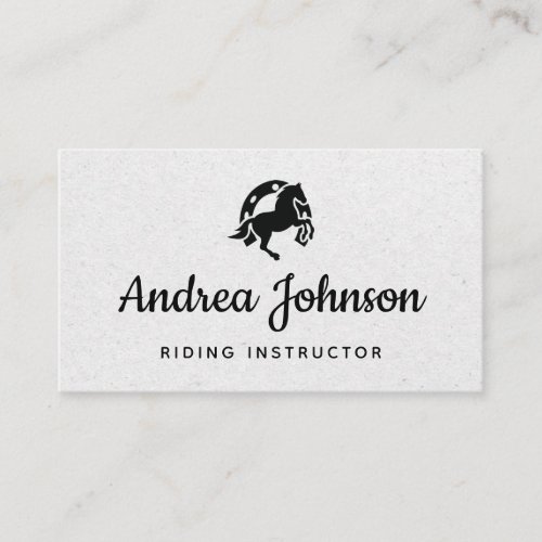 Horse Horseshoe Gray Kraft Paper Riding Instructor Business Card