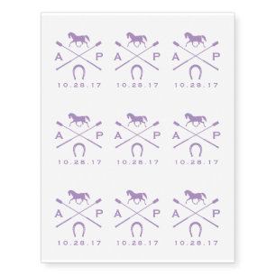 Horse Horseshoe Logo Initials Bat Mitzvah Temporary Tattoos