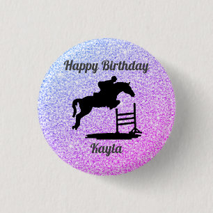 Horse Hunter Jumper Happy Birthday Button