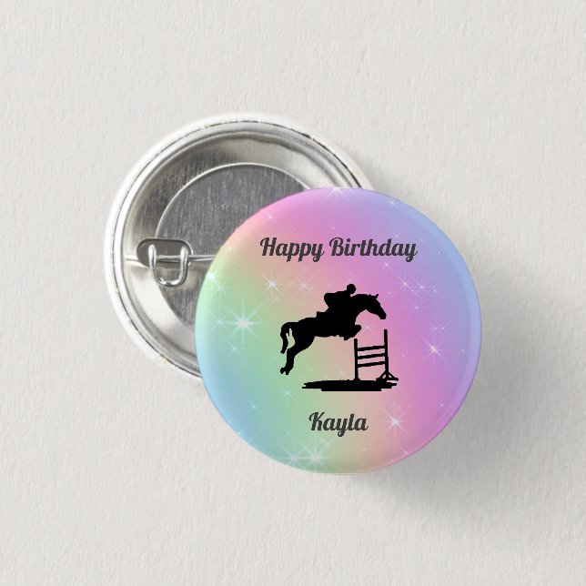 Horse Hunter Jumper Happy Birthday Button (Front & Back)