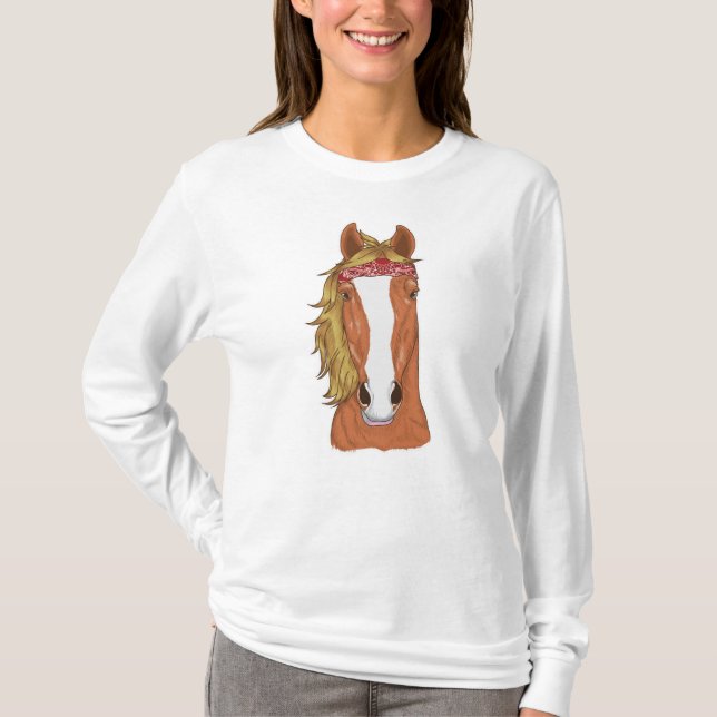 Horse Illustration Equestrian Lover Novelty T-Shirt (Front)