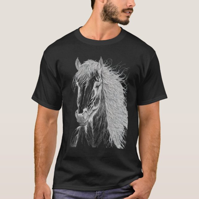 Horse illustration Gift for Horseback Riding Horse T-Shirt (Front)