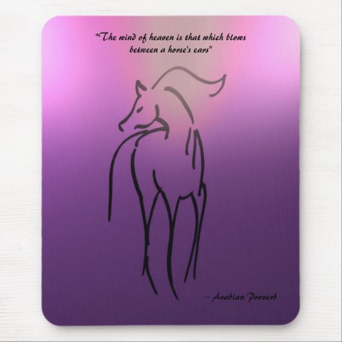 Horse Illustration Mousepad _ Arabian Quote