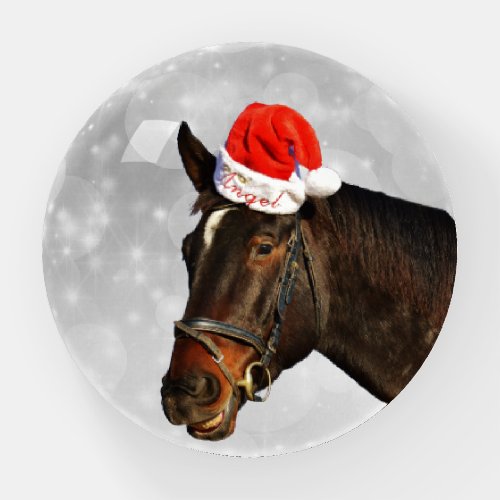 Horse in a Christmas Hat Paperweight